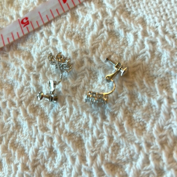 New! Silver Diamond Clip On Earrings - Picture 7 of 9